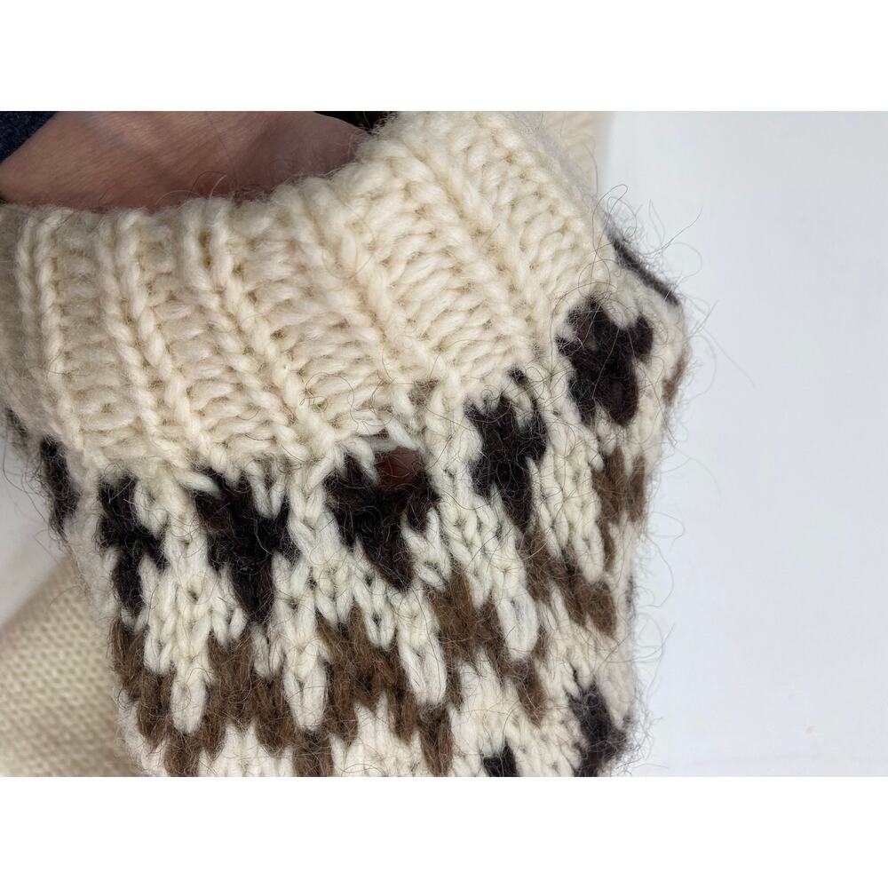 Women Icelandic Wool Fair Isle Scandinavian knit fisherman pullover sweater L - Picture 5 of 5